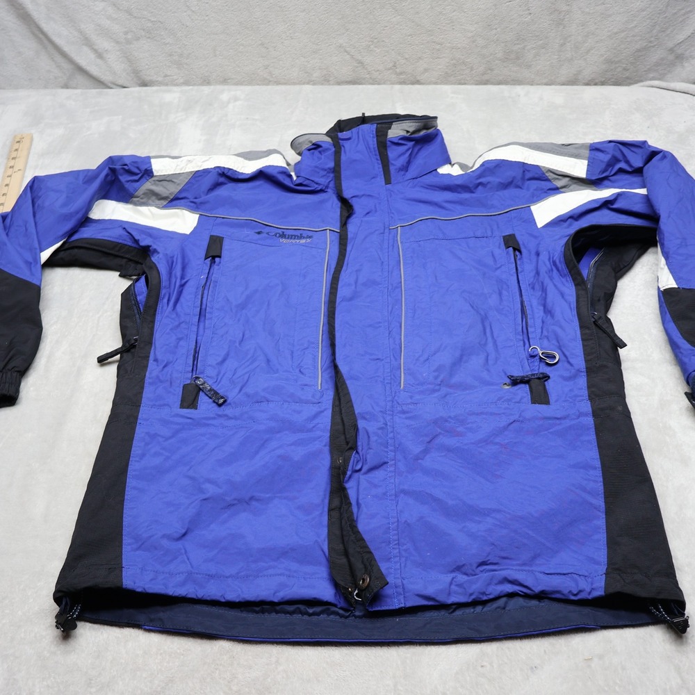 Columbia Vertex Jacket Mens Small Blue Rain Wind Waterproof Pit Zip 3in1 Shell